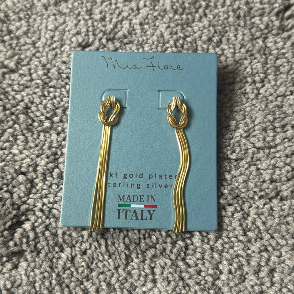 Mia Fiore Sterling Silver 18 Kt Gold Plated Knot Drop Earrings